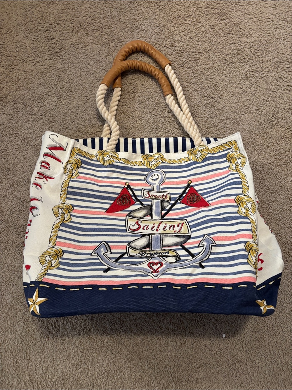 Brighton sail into summer cotton canvas tote bag